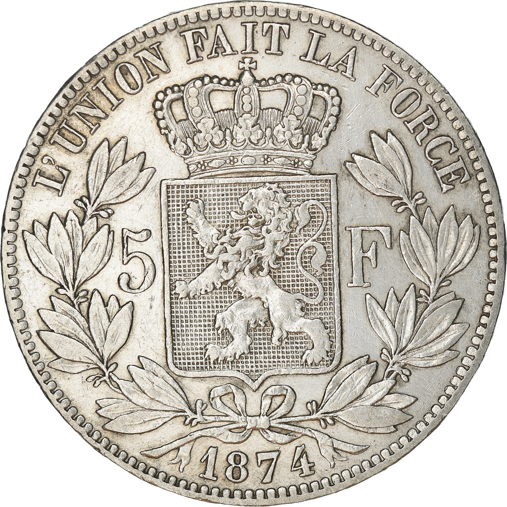Coin, Belgium, Leopold II, 5 Francs, 5 Frank, 1874, VF(30-35), Silver, KM:24
