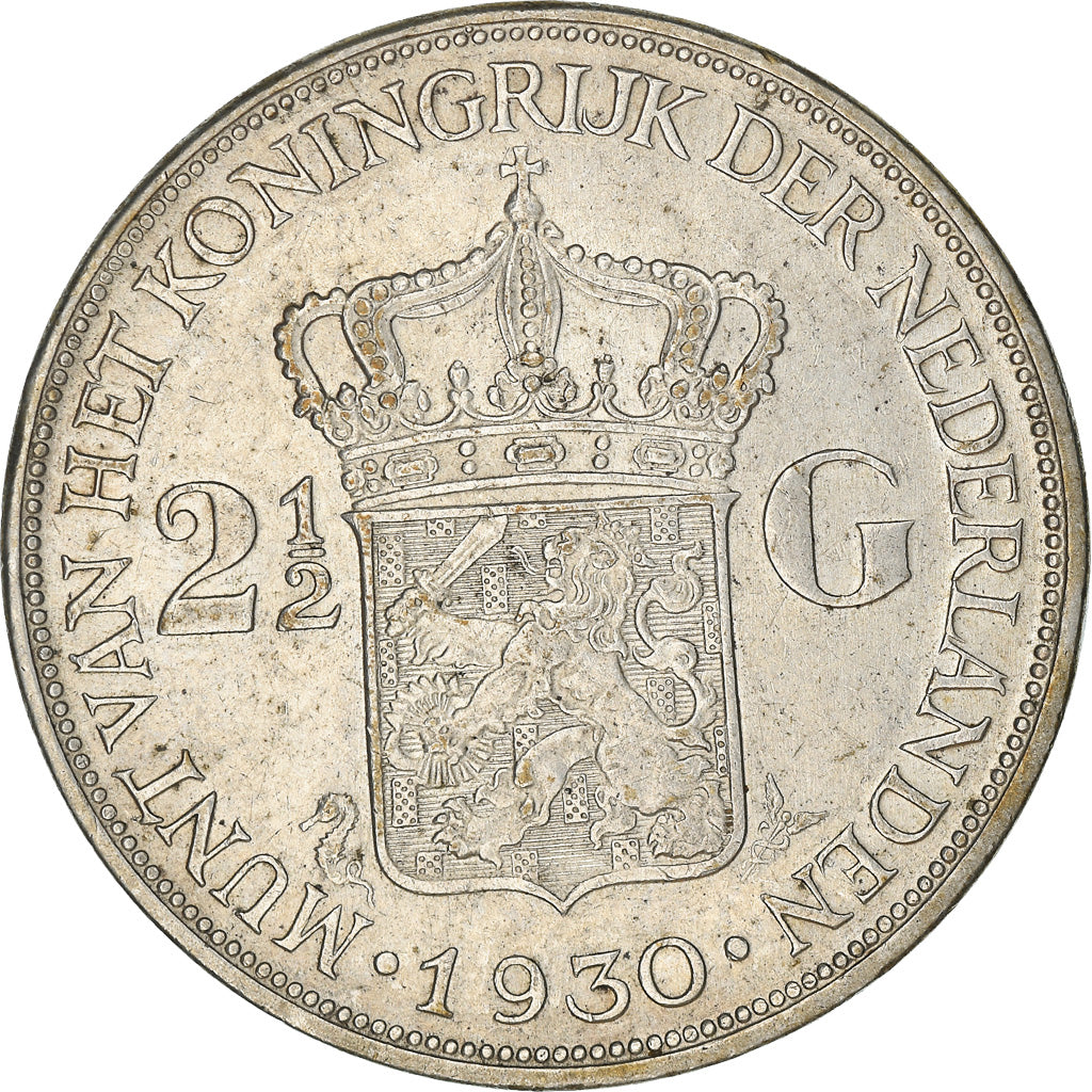 Coin, Netherlands, Wilhelmina I, 2-1/2 Gulden, 1930, EF(40-45), Silver, KM:165
