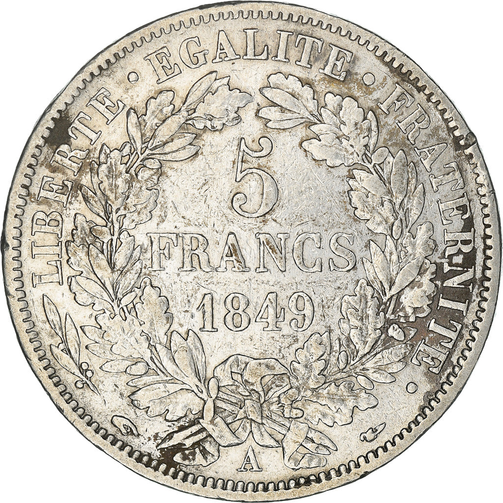 Coin, France, Cérès, 5 Francs, 1849, Paris, VF(30-35), Silver, KM:761.1