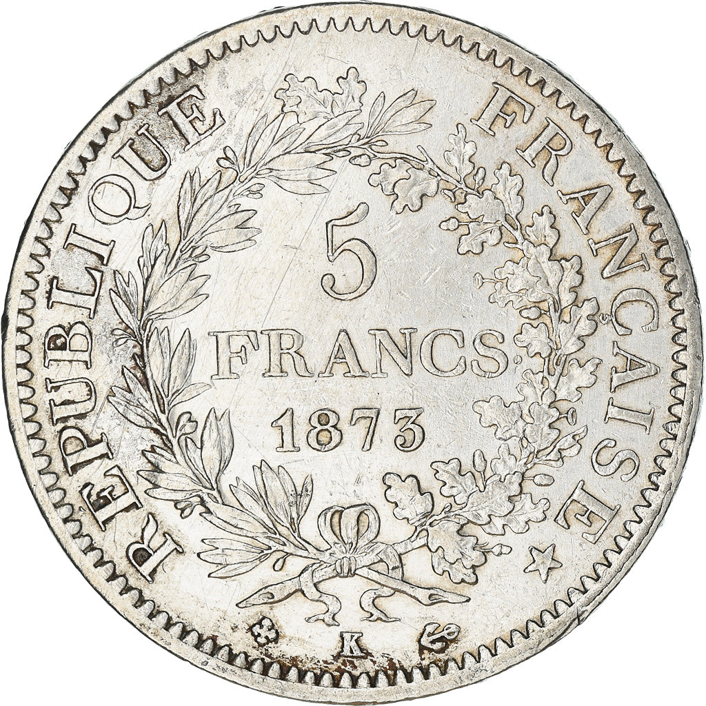 Coin, France, Hercule, 5 Francs, 1873, Bordeaux, AU(50-53), Silver, KM:820.2