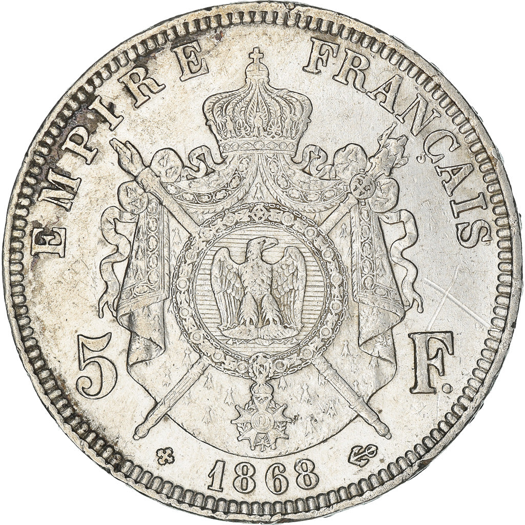 Coin, France, Napoléon III, 5 Francs, 1868, Strasbourg, AU(50-53), Silver
