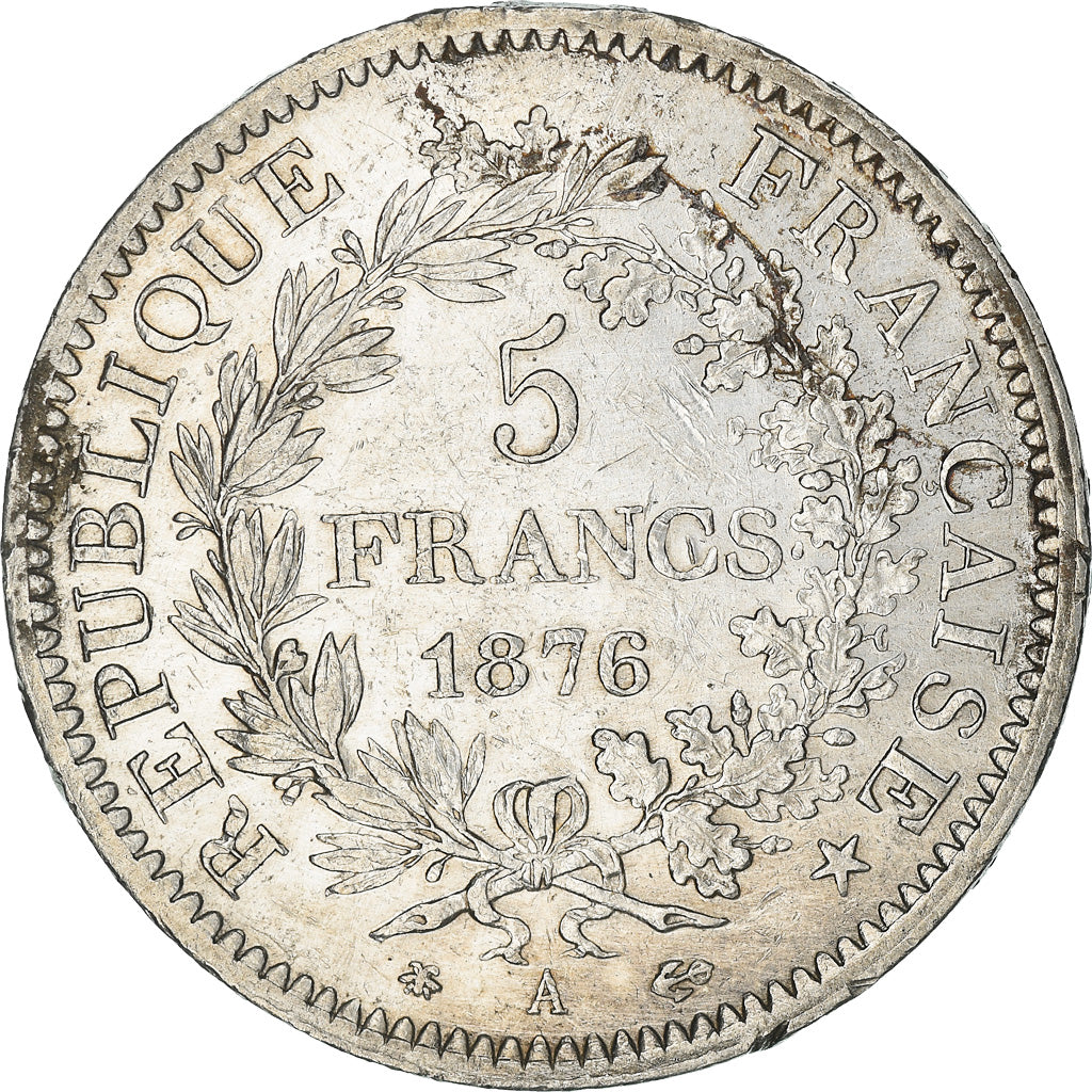 Coin, France, Hercule, 5 Francs, 1876, Paris, AU(50-53), Silver, KM:820.1