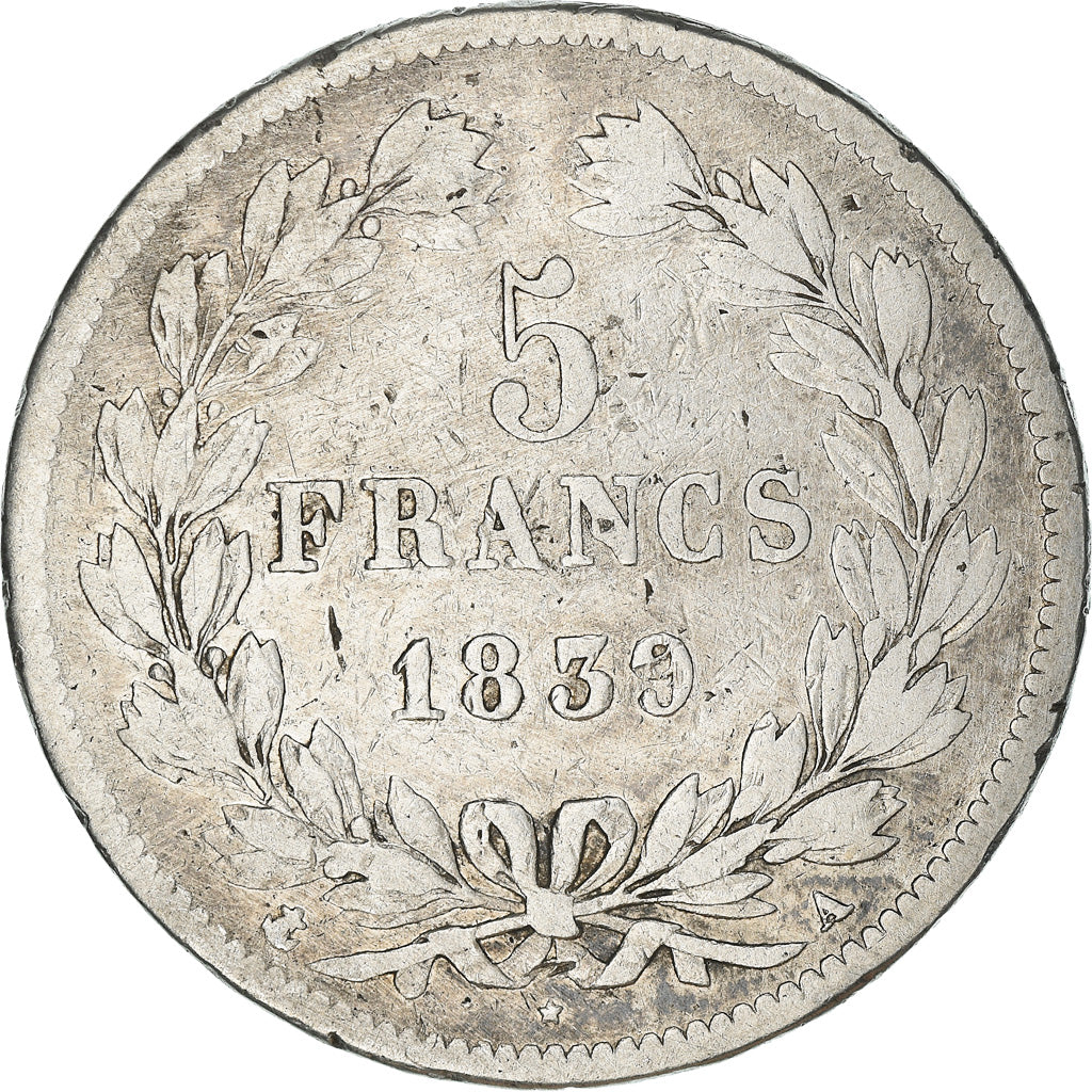 Coin, France, Louis-Philippe, 5 Francs, 1839, Paris, VF(20-25), Silver