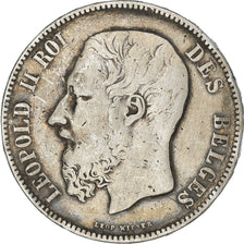Coin, Belgium, Leopold II, 5 Francs, 5 Frank, 1873, VF(20-25), Silver, KM:24