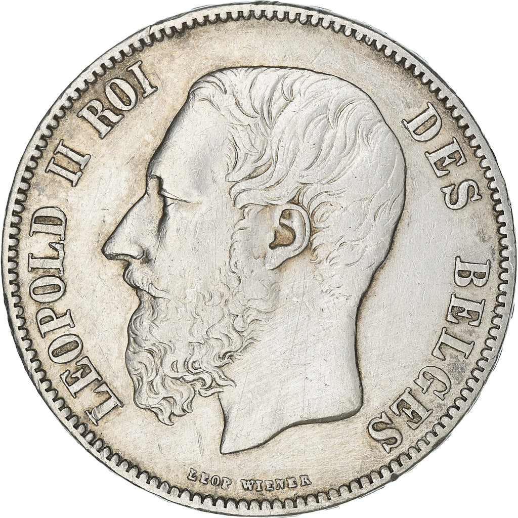 Moeda, Bélgica, Leopold II, 5 Francs, 5 Frank, 1871, EF(40-45), Prata, KM:24