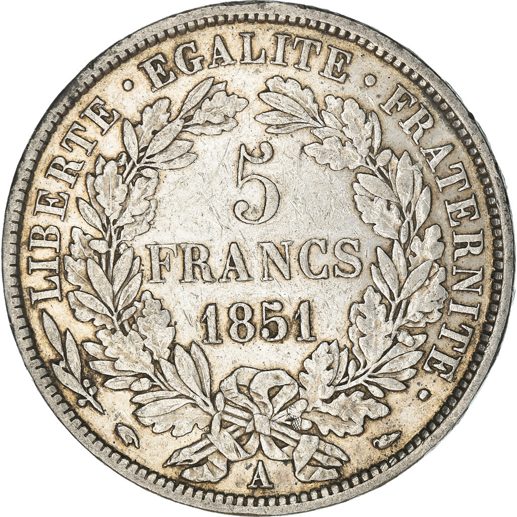 Moeda, França, Cérès, 5 Francs, 1851, Paris, AU(50-53), Prata, KM:761.1