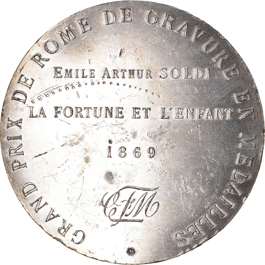 France, Medal, Gravure, Grand Prix de Rome, La Fortune et l'Enfant, Arts &
