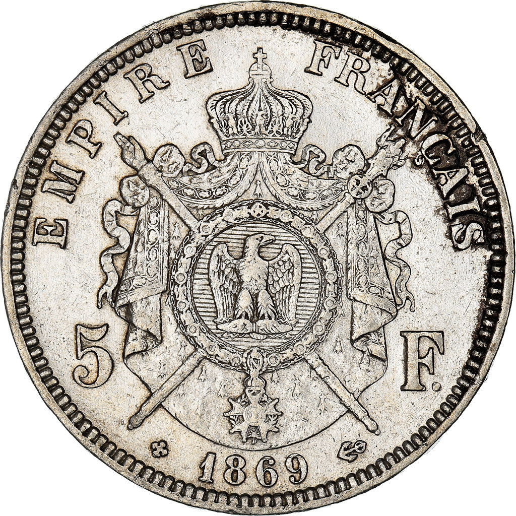 Coin, France, Napoléon III, 5 Francs, 1869, Strasbourg, VF(30-35), Silver