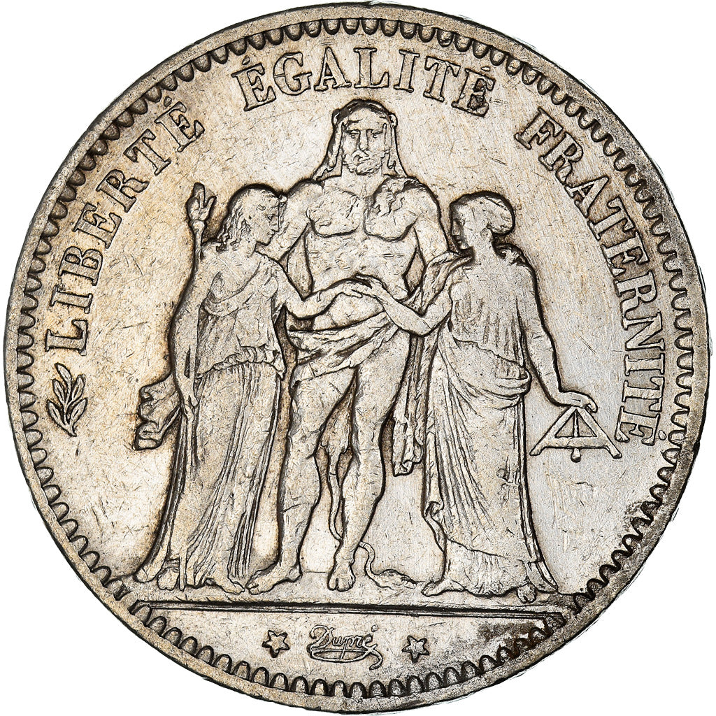 Moneta, Francia, Hercule, 5 Francs, 1876, Paris, MB+, Argento, KM:820.1