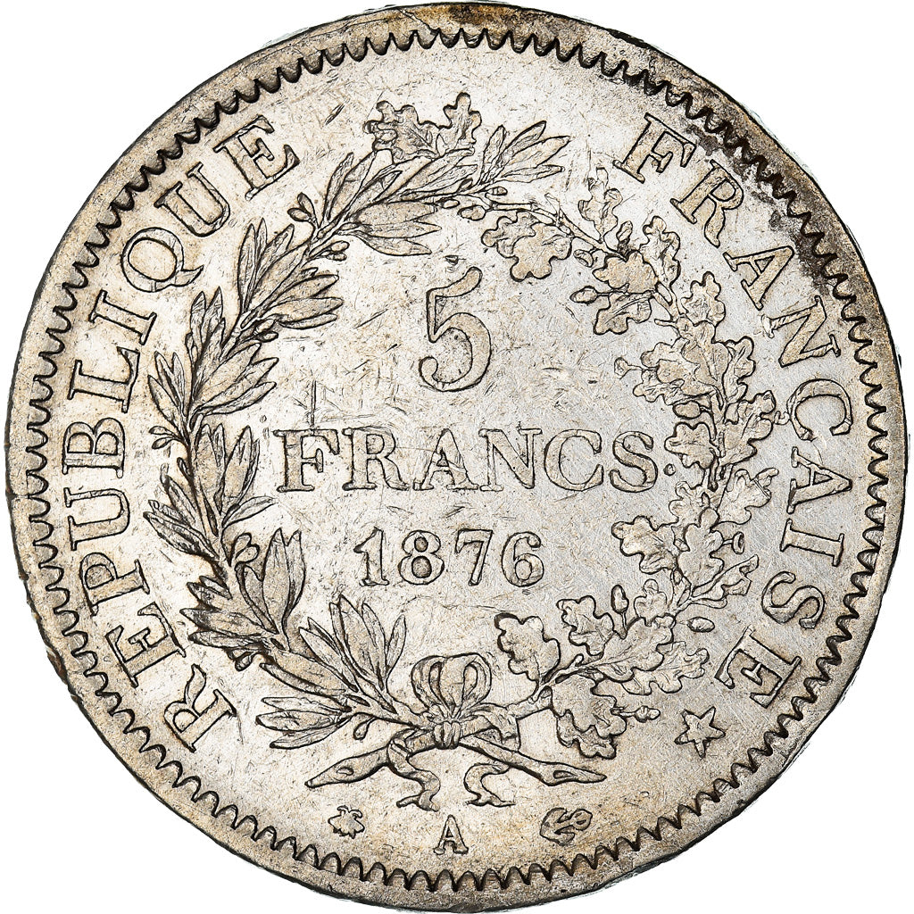 Moneta, Francia, Hercule, 5 Francs, 1876, Paris, MB+, Argento, KM:820.1
