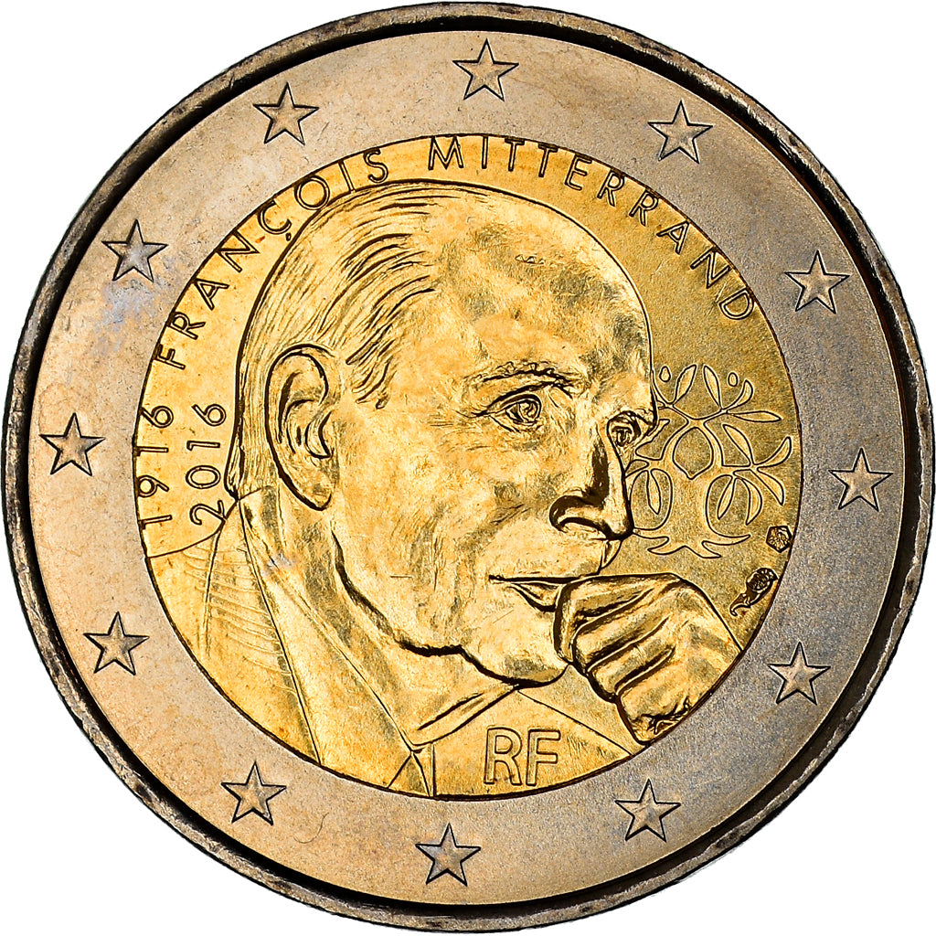 France, 2 Euro, François Mitterrand, 2016, MS(60-62), Bi-Metallic