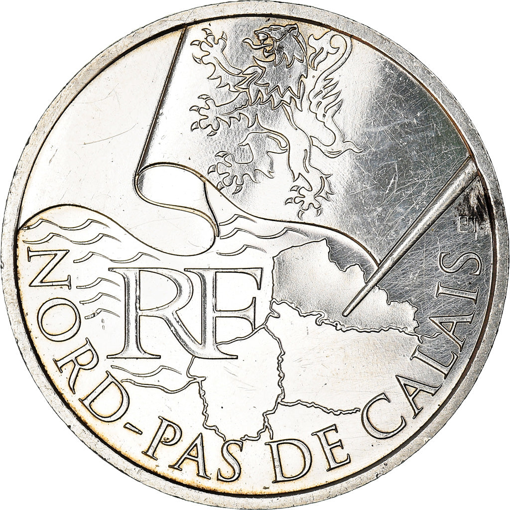 Francia, 10 Euro, Nord-Pas de Calais, 2010, Paris, BB+, Argento, Gadoury:EU399