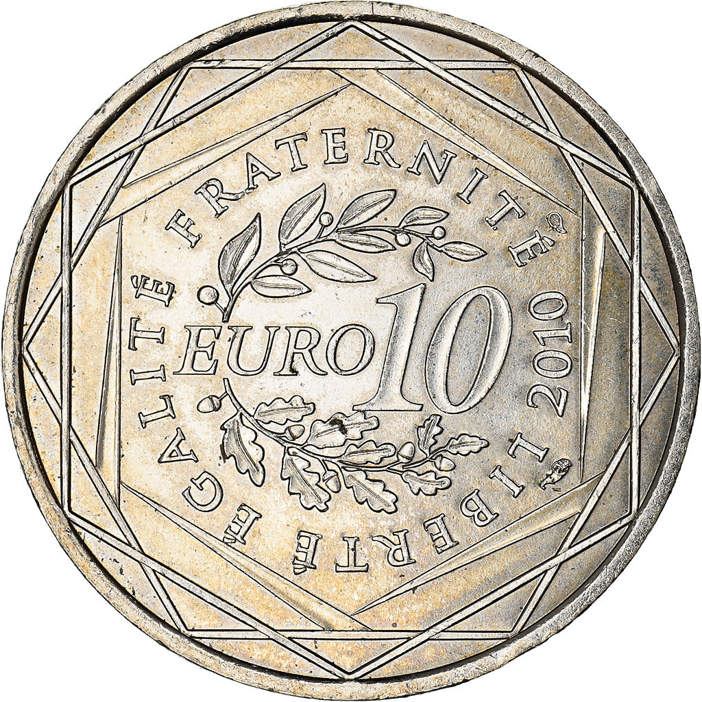 France, 10 Euro, Nord-Pas de Calais, 2010, Paris, AU(55-58), Silver