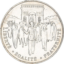 Moeda, França, Libération de Paris, 100 Francs, 1991, AU(50-53), Prata