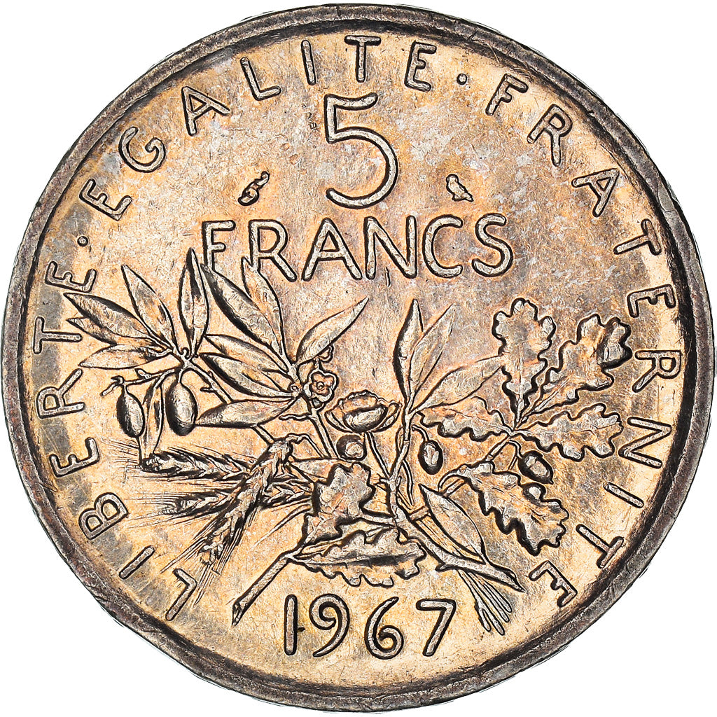 Coin, France, Semeuse, 5 Francs, 1967, AU(55-58), Silver, KM:926, Gadoury:770