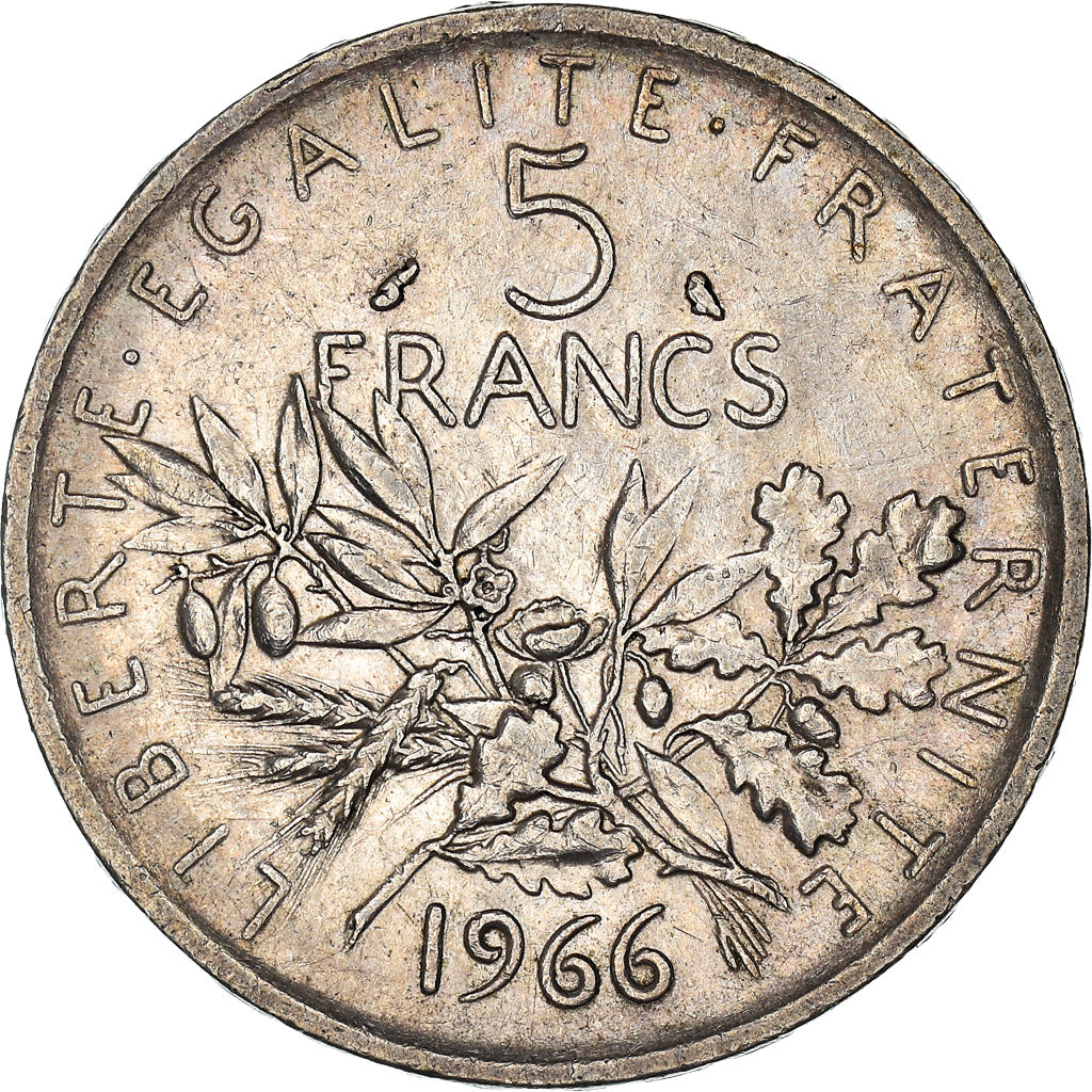 Moneda, Francia, Semeuse, 5 Francs, 1966, EBC, Plata, KM:926, Gadoury:770