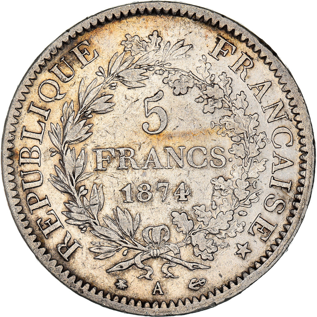 Münze, Frankreich, Hercule, 5 Francs, 1874, Paris, SS, Silber, KM:820.1