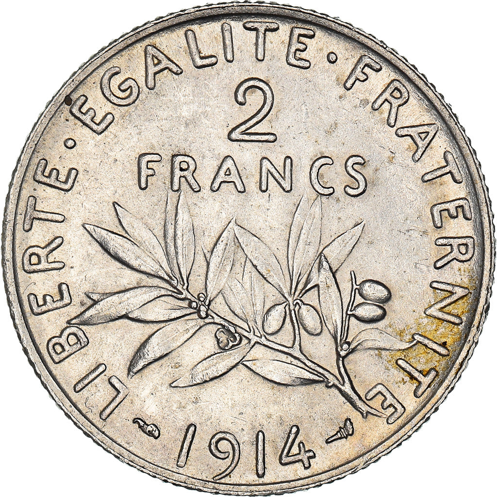 Coin, France, Semeuse, 2 Francs, 1914, Paris, AU(50-53), Silver, KM:845.1