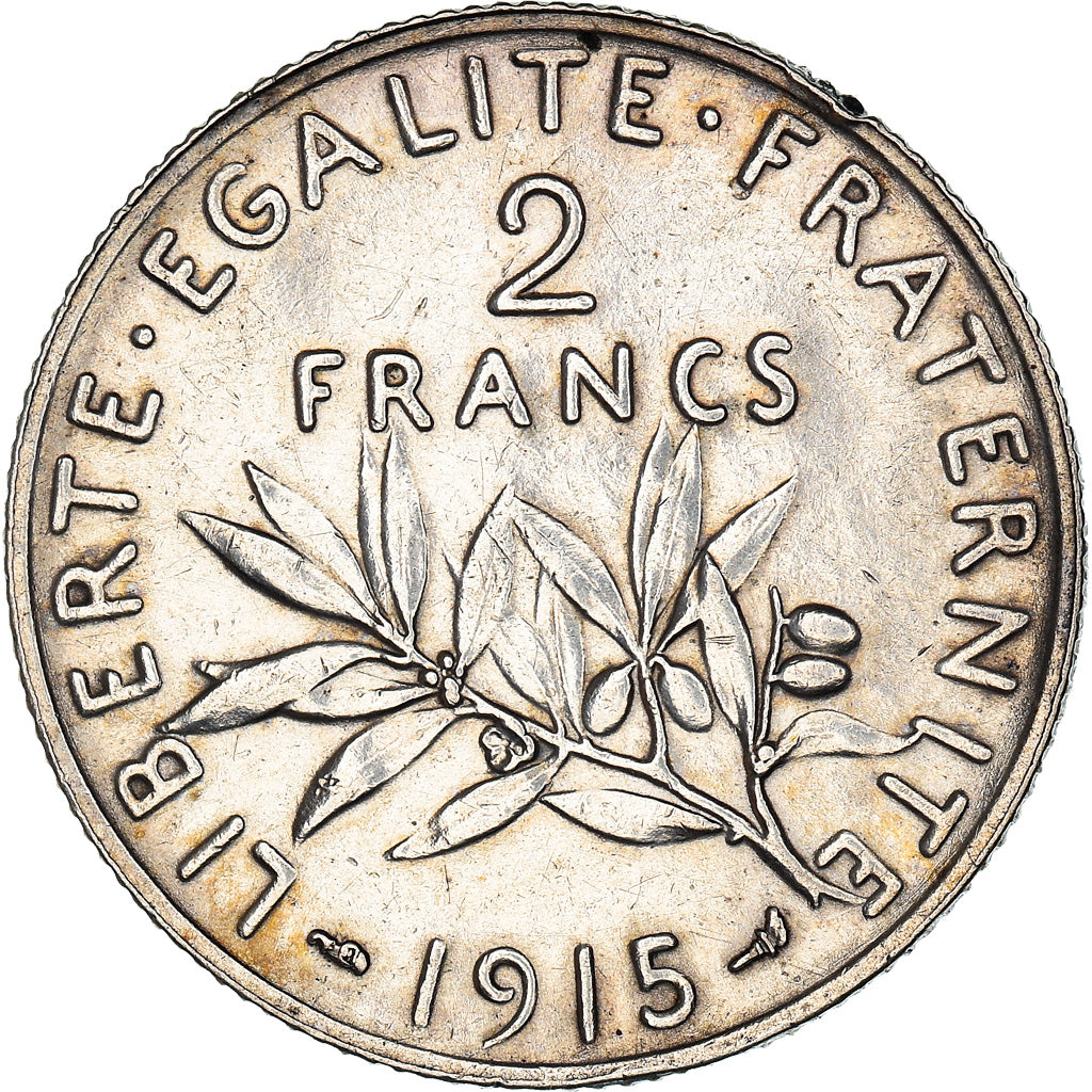 Coin, France, Semeuse, 2 Francs, 1915, Paris, AU(50-53), Silver, KM:845.1