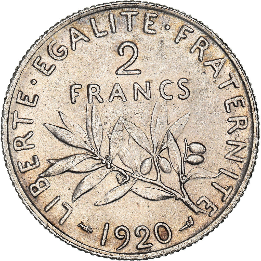 Coin, France, Semeuse, 2 Francs, 1920, Paris, AU(50-53), Silver, KM:845.1