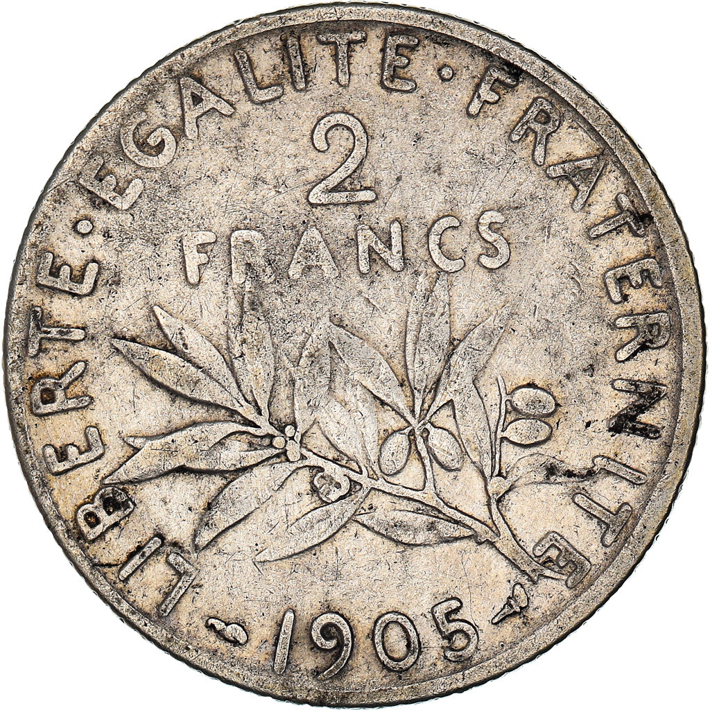 Moeda, França, Semeuse, 2 Francs, 1905, Paris, VF(30-35), Prata, KM:845.1