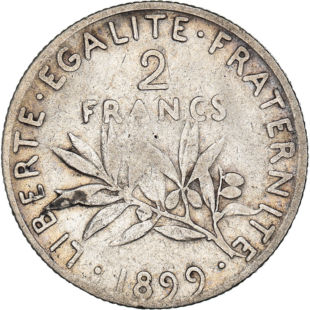 Moneta, Francia, Semeuse, 2 Francs, 1899, Paris, MB, Argento, KM:845.1