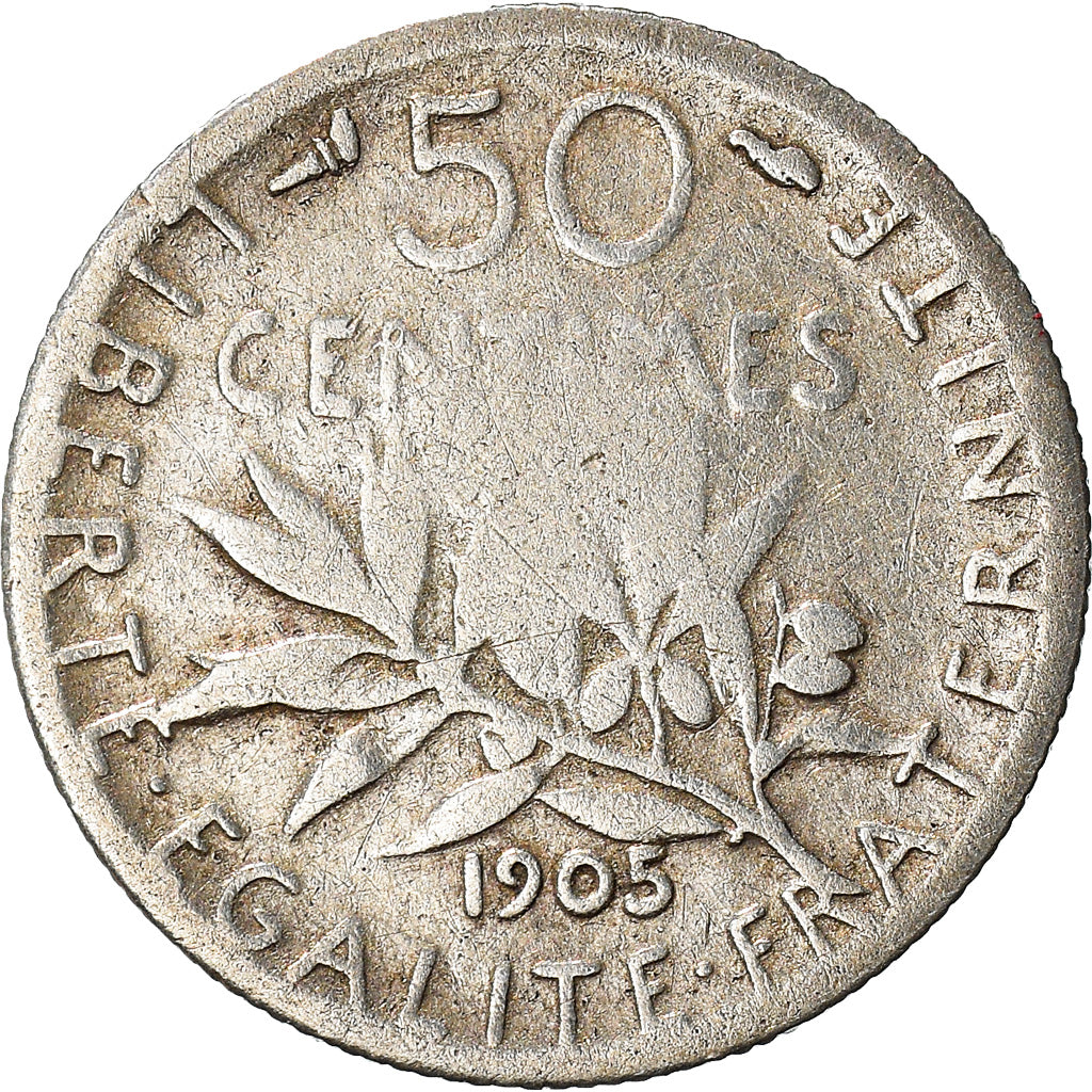 Coin, France, Semeuse, 50 Centimes, 1905, Paris, F(12-15), Silver, KM:854