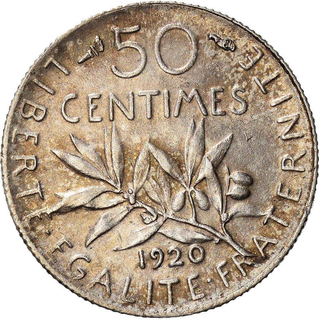 Coin, France, Semeuse, 50 Centimes, 1920, Paris, EF(40-45), Silver, KM:854