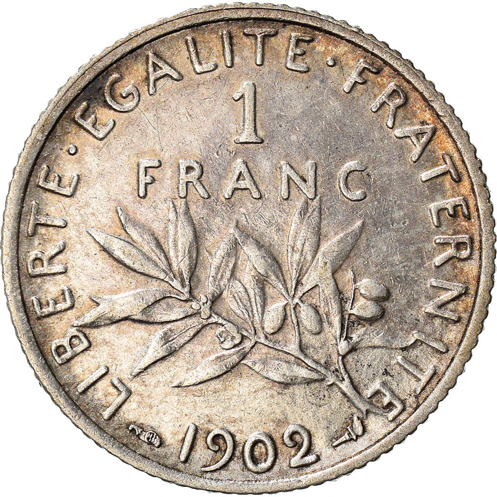Moneta, Francia, Semeuse, Franc, 1902, Paris, BB, Argento, KM:844.1, Gadoury:467