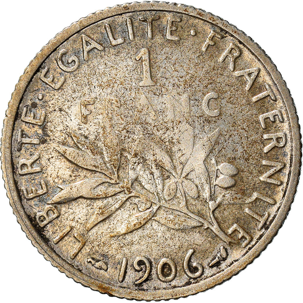 Coin, France, Semeuse, Franc, 1906, Paris, VF(30-35), Silver, KM:844.1