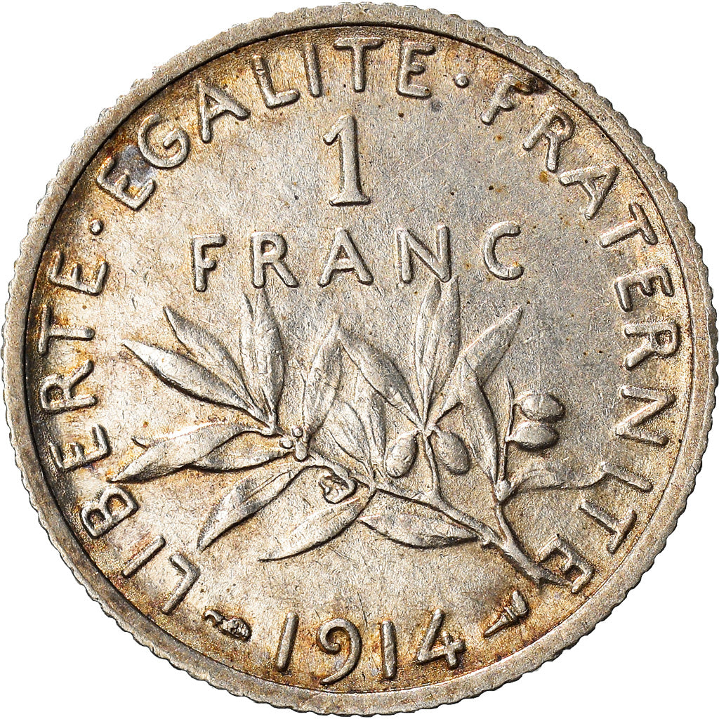 Coin, France, Semeuse, Franc, 1914, Paris, AU(50-53), Silver, KM:844.1