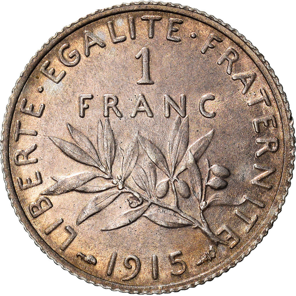 Coin, France, Semeuse, Franc, 1915, Paris, AU(50-53), Silver, KM:844.1