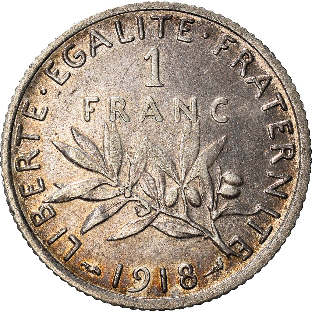 Coin, France, Semeuse, Franc, 1918, Paris, AU(50-53), Silver, KM:844.1