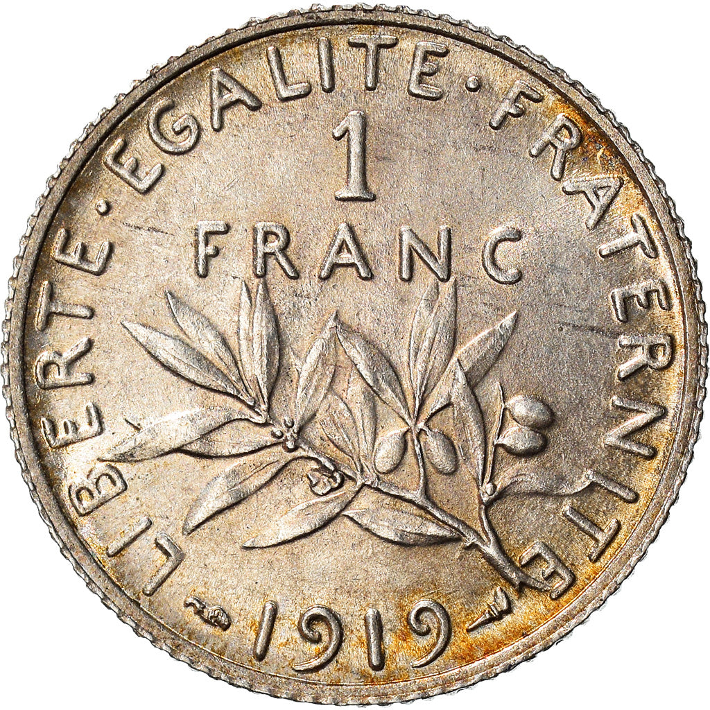 Coin, France, Semeuse, Franc, 1919, Paris, AU(55-58), Silver, KM:844.1