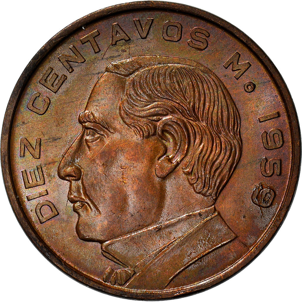 Moneta, Messico, 10 Centavos, 1959, Mexico City, SPL-, Bronzo, KM:433