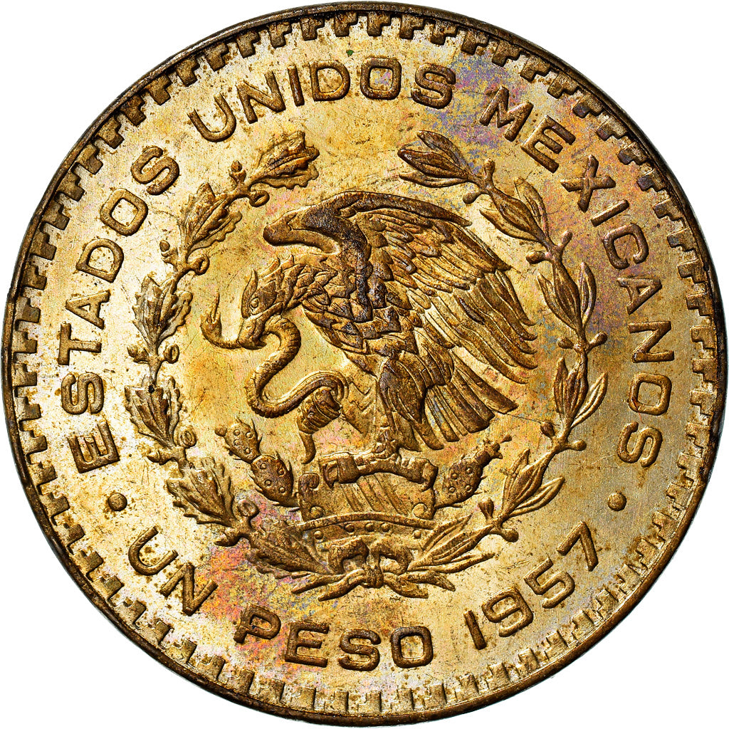 Münze, Mexiko, Peso, 1957, Mexico City, VZ, Silber, KM:459