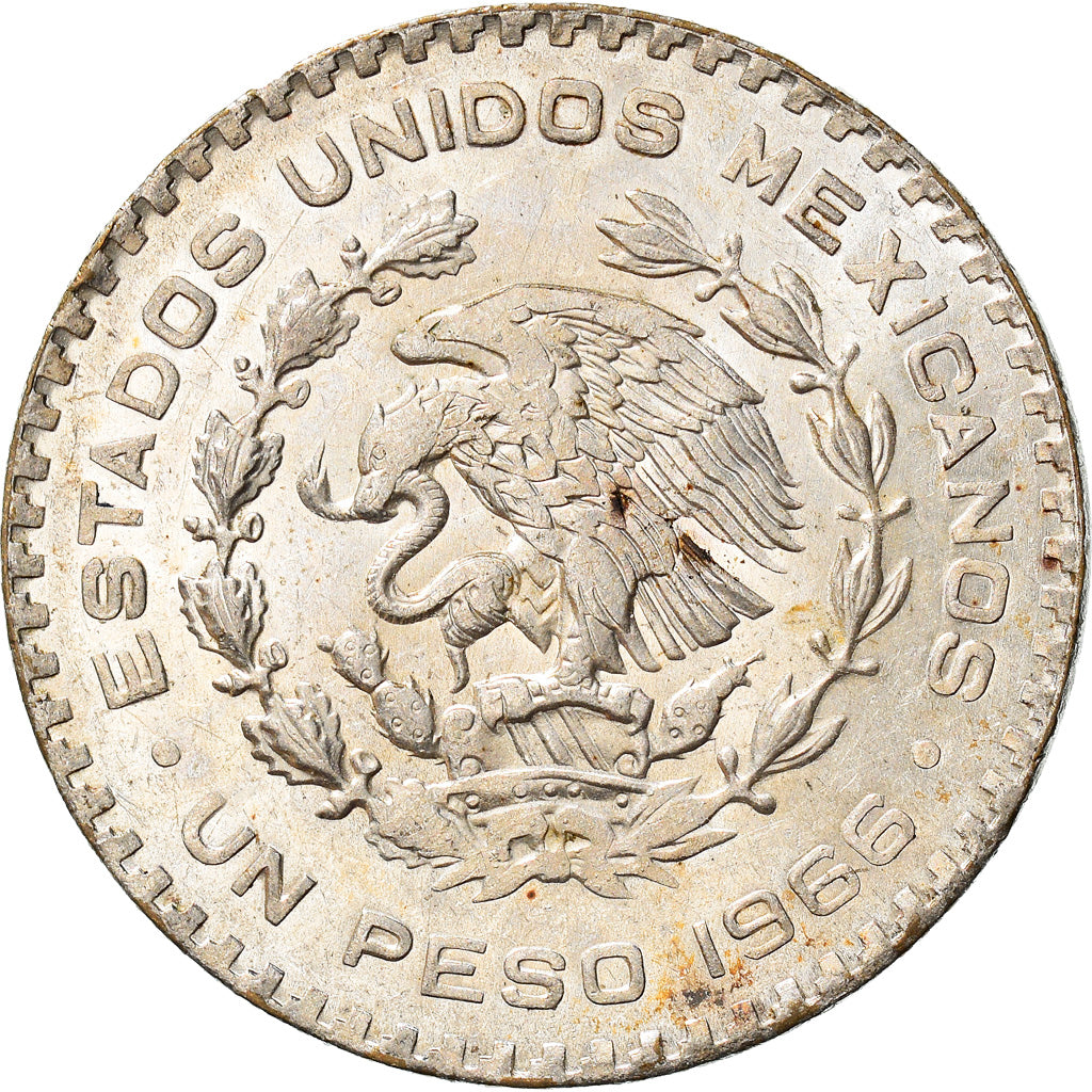 Coin, Mexico, Peso, 1966, Mexico City, AU(55-58), Silver, KM:459