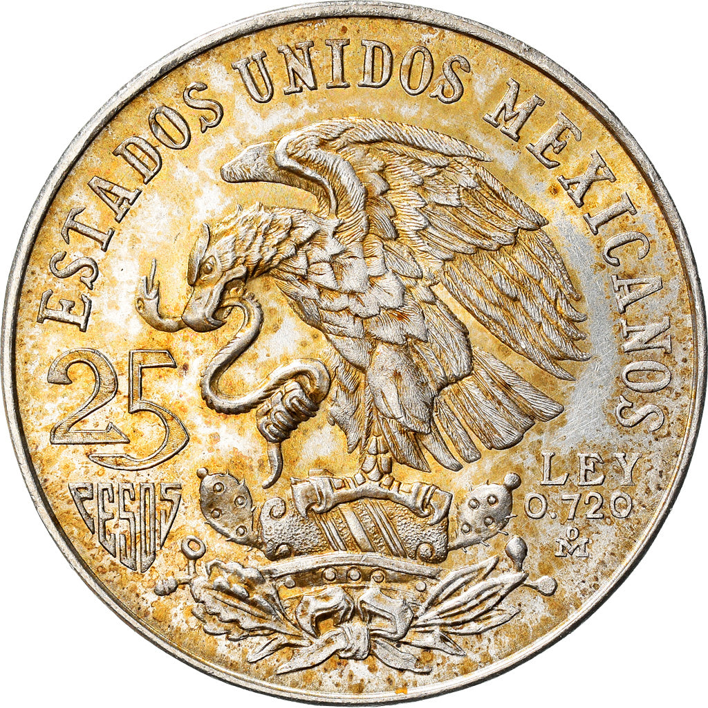 Coin, Mexico, 25 Pesos, 1968, Mexico, AU(55-58), Silver, KM:479.1