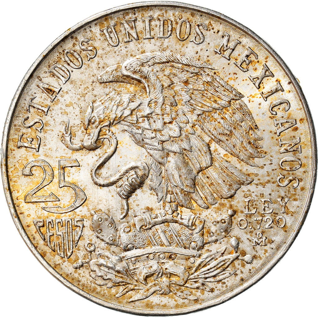 Coin, Mexico, 25 Pesos, 1968, Mexico, AU(55-58), Silver, KM:479.1