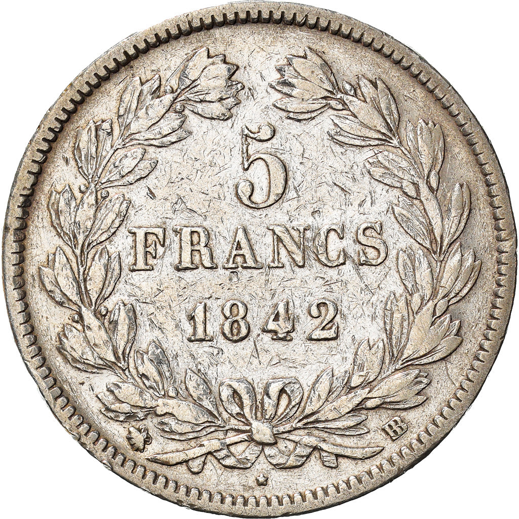 Monnaie, France, Louis-Philippe, 5 Francs, 1842, Strasbourg, TB, Argent