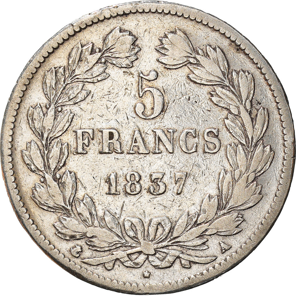 Monnaie, France, Louis-Philippe, 5 Francs, 1837, Paris, TB+, Argent