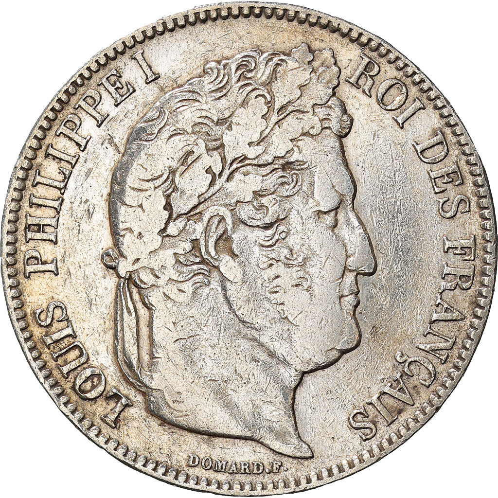 Moneda, Francia, Louis-Philippe, 5 Francs, 1841, Bordeaux, BC+, Plata, KM:749.7