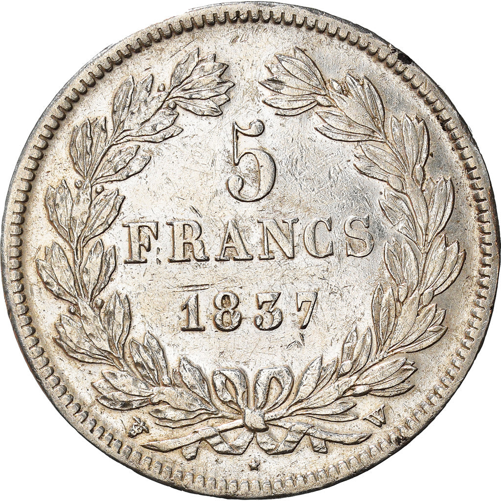 Moneda, Francia, Louis-Philippe, 5 Francs, 1837, Lille, MBC, Plata, KM:749.13