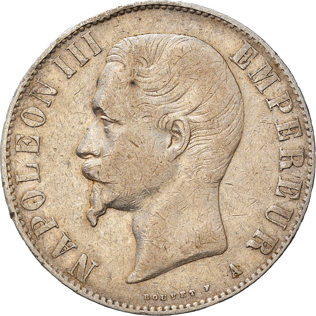 Moneda, Francia, Napoléon III, 5 Francs, 1856, Paris, BC+, Plata, KM:782.1