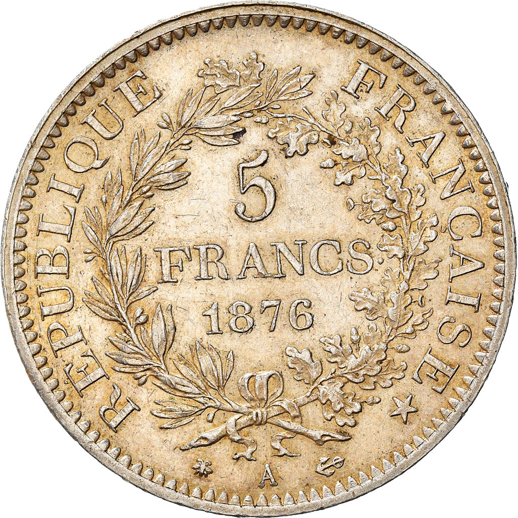 Münze, Frankreich, Hercule, 5 Francs, 1876, Paris, SS+, Silber, KM:820.1