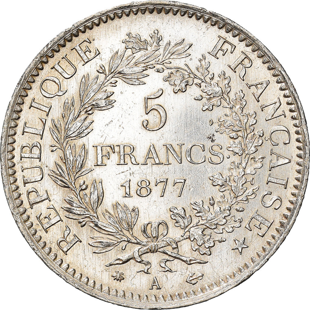 Coin, France, Hercule, 5 Francs, 1877, Paris, AU(55-58), Silver, KM:820.1