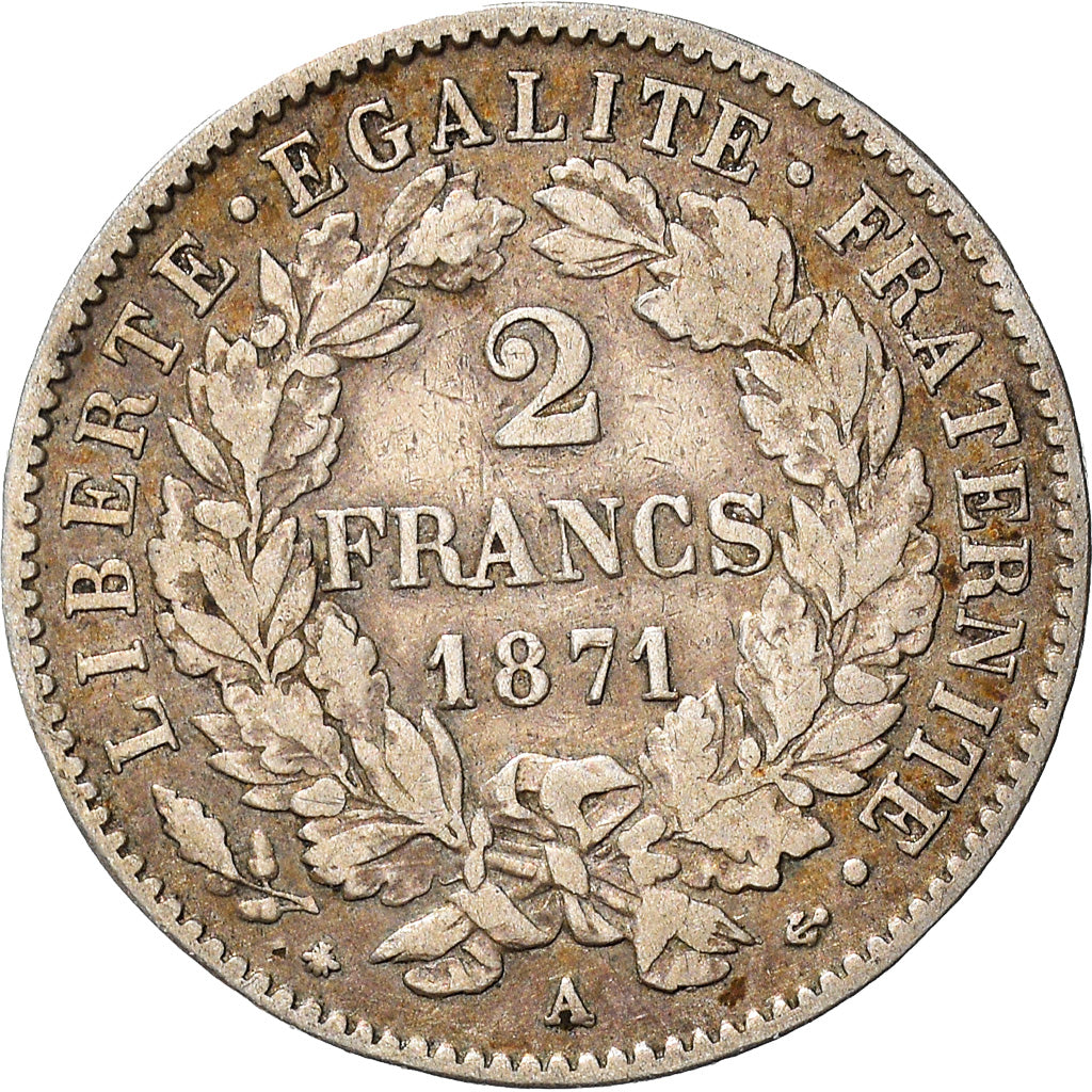 Monnaie, France, Cérès, 2 Francs, 1871, Paris, TB+, Argent, Gadoury:530