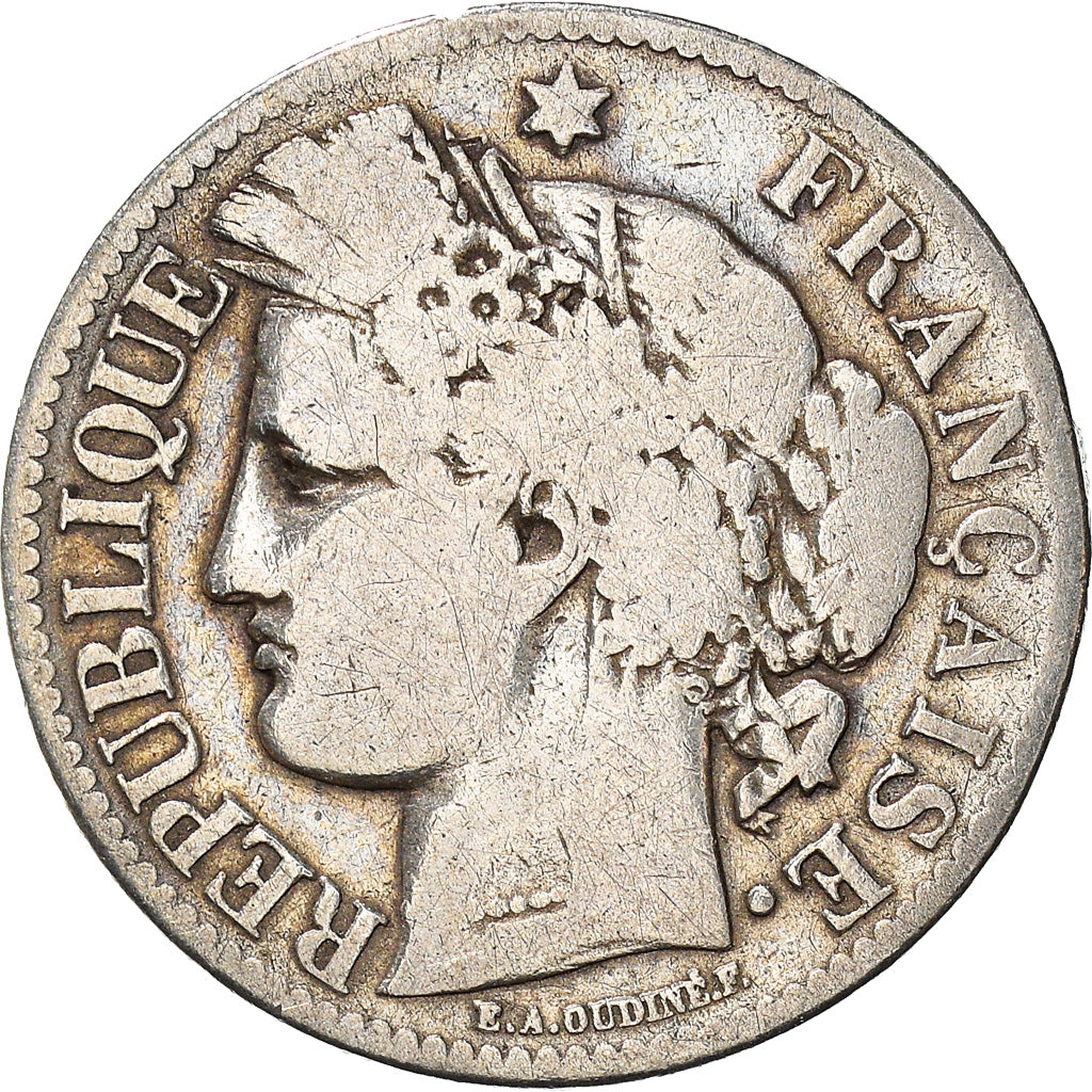 Coin, France, Cérès, 2 Francs, 1871, Paris, VF(20-25), Silver, KM:817.1