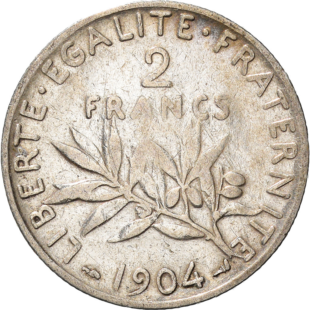 Moeda, França, Semeuse, 2 Francs, 1904, Paris, VF(20-25), Prata, KM:845.1