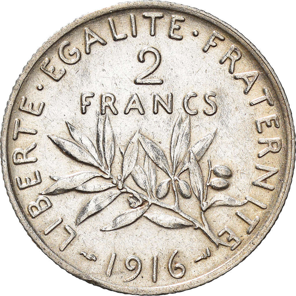 Coin, France, Semeuse, 2 Francs, 1916, Paris, AU(50-53), Silver, KM:845.1